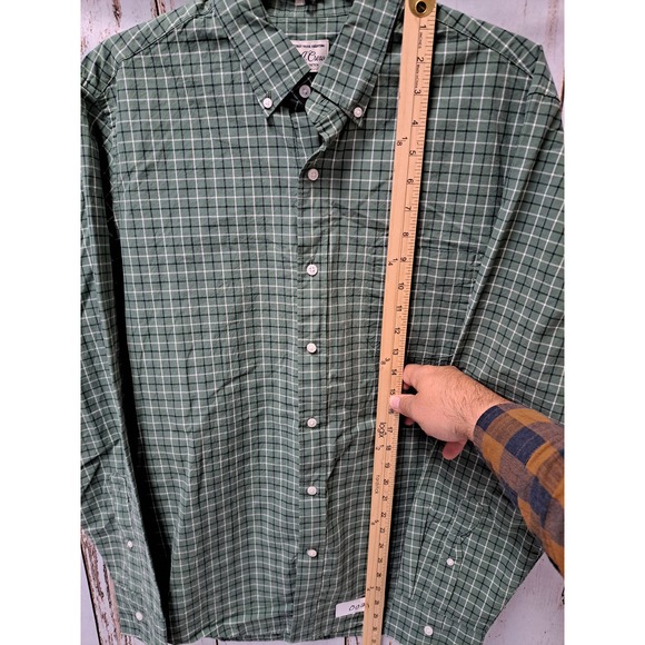 J. Crew Stretch Classic Men's Long-Sleeve Button-Up Shirt Green Checkered - Picture 4 of 6